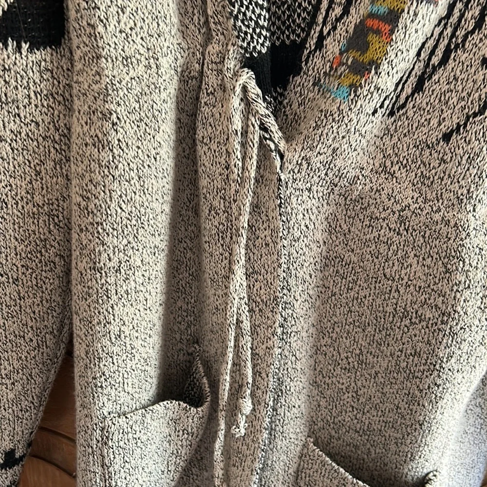 *And The Why - hooded, Aztec pattern cardigan sweater jacket